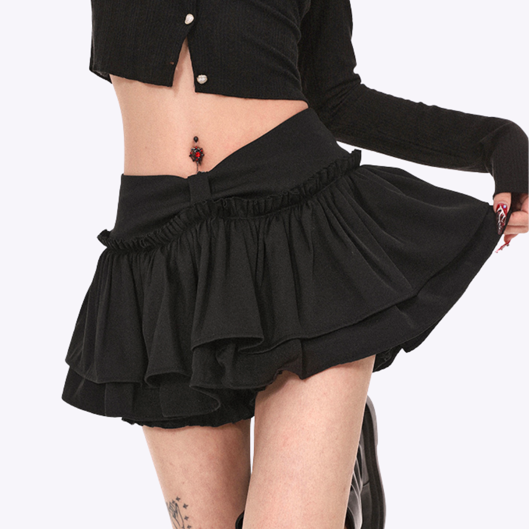 Image of Ruffled Flounce Skirt with Lining Shorts